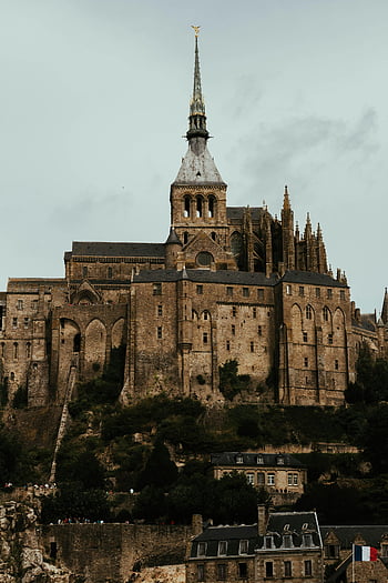 Mont Saint Michel, Mont-Saint-Michel Abbey, UNESCO World Heritage Site, Normandy, France, historic, stunning view, facade, architecture, spire, abbey