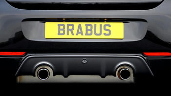 Brabus, black car, bumper diffuser, rear exhaust, license plate, close-up, car rear, Brabus car, exhaust pipes, car modification, performance car