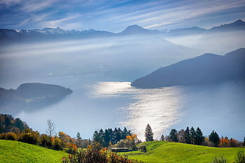 oblast jezera Lucern, voda, jezero, švýcarsko, krajina, Příroda, hory, modrý, nálada, klid, vod