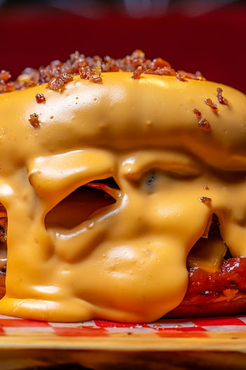 burger, λιωμένο τυρί, γκρο πλαν, σιελόρροια, τσίσμπεργκερ, γρήγορο φαγητό, προσφορές, φωτογραφία τροφίμων, επικάλυψη τυριού, μπιφτέκι, κομμάτια μπέικον