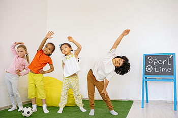 active kids, bending exercise, joyful children, stretching, indoor sport, classroom, sport time, children exercise, kids activity, classroom activity, indoor activities