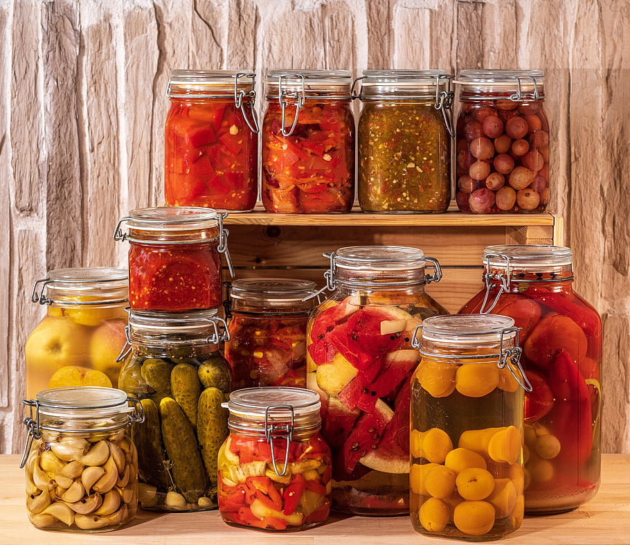 nakládané okurky, konzervy, polotovary, zachování, jídlo, zelenina, organický, sklenice, solená zelenina, vegetariánský