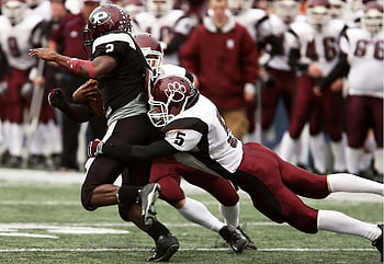 football players, stadium, American football, tackle, teamwork, athletic skill, game action, sports action, football field, player uniforms, competition