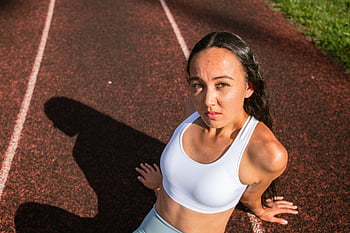 weiblich, Fitness, Trainer, Modell-, draußen, passen, trainieren, Gesundheit, Frau, Lauf, Park