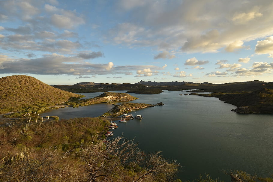 laguna, ráj, karibský, santa martha, curacao, ostrov, cestovat
