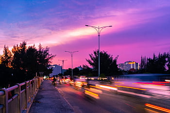 strada, traffico, tramonto, crepuscolo, autostrada, città, saigon, Ho Chi Minh, Vietnam