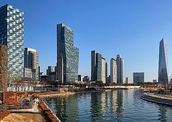south Korea, city, skyline, river, skyscrapers, landscape, songdo, cityscape, urban, incheon, korea