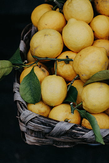 citrony, košík, zářivé žluté, Citrusová svěžest, přirozená přitažlivost, Rustikální koš, čerstvé citrony, žluté citrony, citrusové ovoce, Košík citronů, košík s citronem
