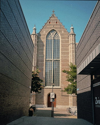 Svatý James Church, bruges, Belgie, historický kostel, moderní budovy, Evropské město, gotická architektura, vitráž, městském prostředí, cihlová budova, panoráma města