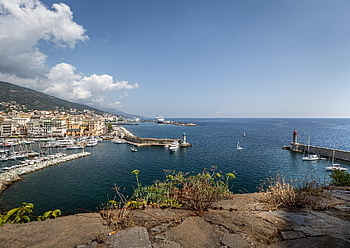 bastia, corsican, hav, frankrike, sida, stad, hamn, ö, sommar, vattnet, medelhavs