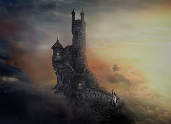 castle, nature, woman, fantasy, middle Ages, fairy Tales, princess, magical, tower, sky, dream