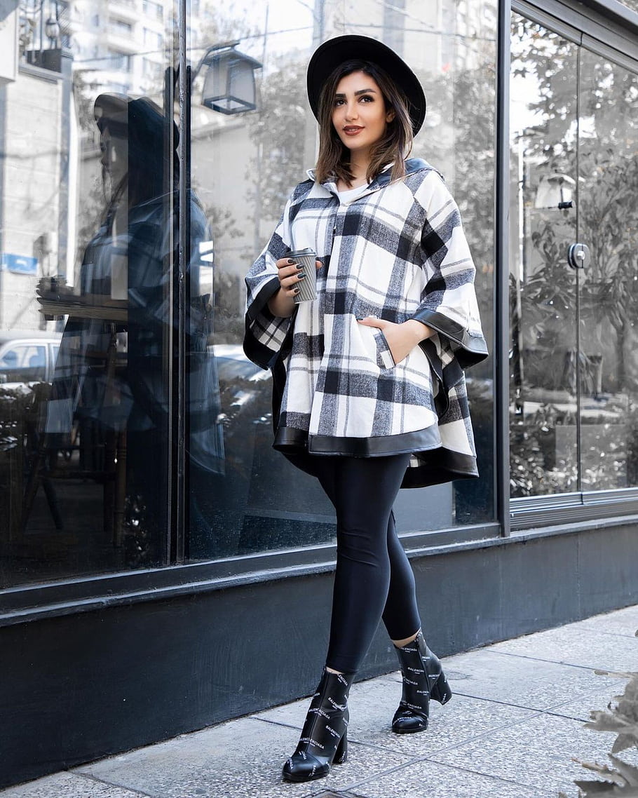 íránský model, móda, oblečení, Příslušenství, teherán, Modelka, přehoz, čepice, boty, pouliční styl, městské módy