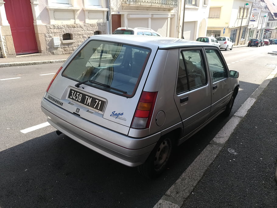 renault, super, 5, gtx, sága, 1989, auto, le creusot, ulice, zaparkováno, vozidlo