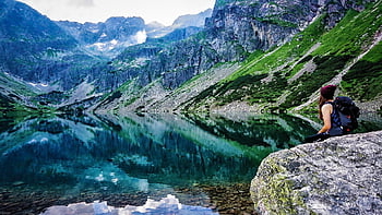 Czarny Staw Gąsienicowy, hora, jezero, Příroda, krajina, Polsko, národní park, ledovcové jezero
