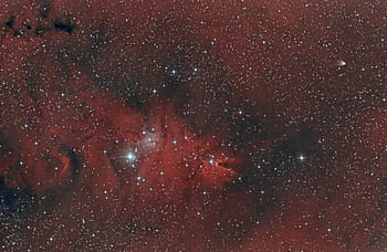 Cone Nebula, Hubble's Variable Nebula, Dark Nebulae, Christmas Tree Cluster, wide field, imaging time, L Enhance filter, L Pro filter, stars, space, astronomy