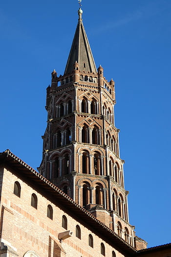 žalář, kostel, bazilika, katolík, Katolicismus, architektura, románský, starý, historický, cihlový, toulouse