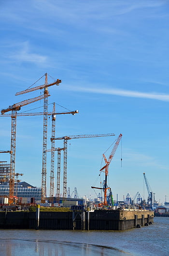construction Cranes, harbour Cruise, port Motifs, overseas Quarters, major Construction Site, hafencity, hamburg, hamburgensien