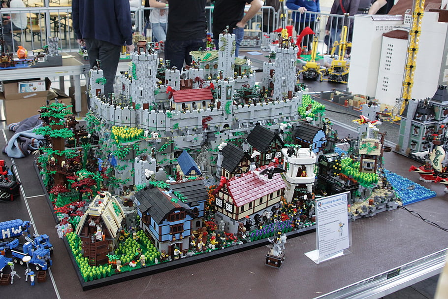 lego, hrad, minifigure, akce, Bricking Bavorsko, 2013, Mnichov, ošidit, stromy, budov, Zobrazit
