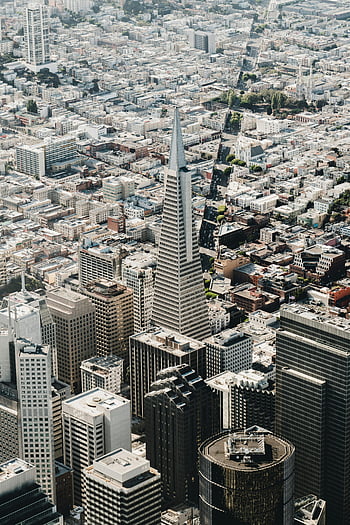 letecký pohled, městské budovy, centrální san francisco, transamerica pyramida, městské panorama, výškové budovy, panoráma města, letecké snímkování, městskou architekturu, panorama san francisco, mrakodrapy