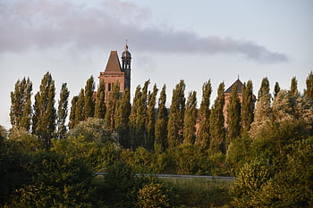 Příroda, kostel Dol de Bretagne, dědictví, stará budova, stromy