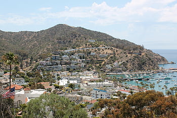 catalina νησί, πόλη, ωκεανός, βουνά, ακτή, βάρκες, Λιμάνι, λιμάνι, θάλασσα, ο ΤΟΥΡΙΣΜΟΣ, Καλιφόρνια