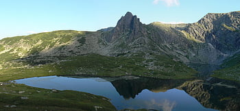 jezero, hora, vrchol, odraz, Příroda, sedm jezer rila, voda, nebe, mraky, rila jezera, Vrchol Harami