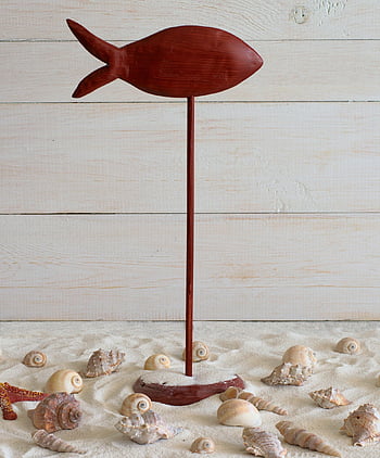 pesce di legno, cozze, marittimo, relitti, spiaggia, decorazione, costa, natura, souvenir, sabbia, paesaggio marino