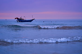 barca, tramonto, spiaggia, onda, ultimi bagliori, orizzonte, paesaggio, mare, marino, natura, crepuscolo