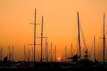 přístav, západ slunce, plachetnice, lodí, Itálie, Příroda, rimini, slunce, prázdnin, marina, jachta