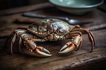 animal, crab, kitchen, seafood, wooden Table, crustacean, nature