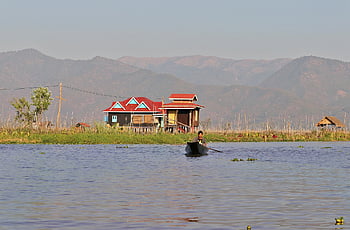 inle jezero, chůdách, rybář, kánoe, barma, Myanmar, loď, jezero, inle, místní, voda