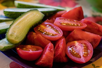 tomatoes, cucumbers, vegetables, slices, sliced, sliced Vegetables, food Preparation, cut, food, healthy, fresh