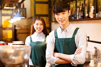 พนักงานเสิร์ฟ, บริกร, นักชงกาแฟ, บุคลากร, ร้านอาหาร, คาเฟ่, บริการ, การให้บริการ, ร้านกาแฟ, หญิง, หนุ่มสาว
