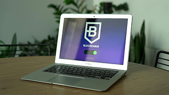 Macbook Air, Brown Wooden Table, blockchain, connecting interface, modern technology, laptop, close-up, table, technology theme, blockchain connecting, interface