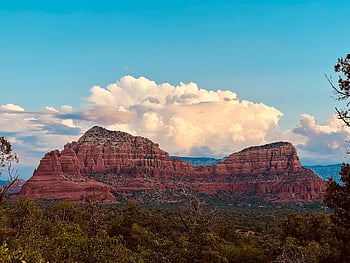 arizona, krajina, poušť, scenérie, Příroda, pískovec, skály, mraky, nebe, kaple, svatý