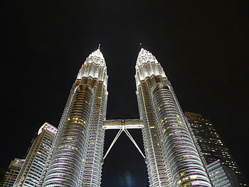 dvojčata Petronas, malajsie, kuala lumpur, noční obloha, svítí, moderní architektura, věž Petronas, panoráma města, mrakodrapy, mezník, cestovat
