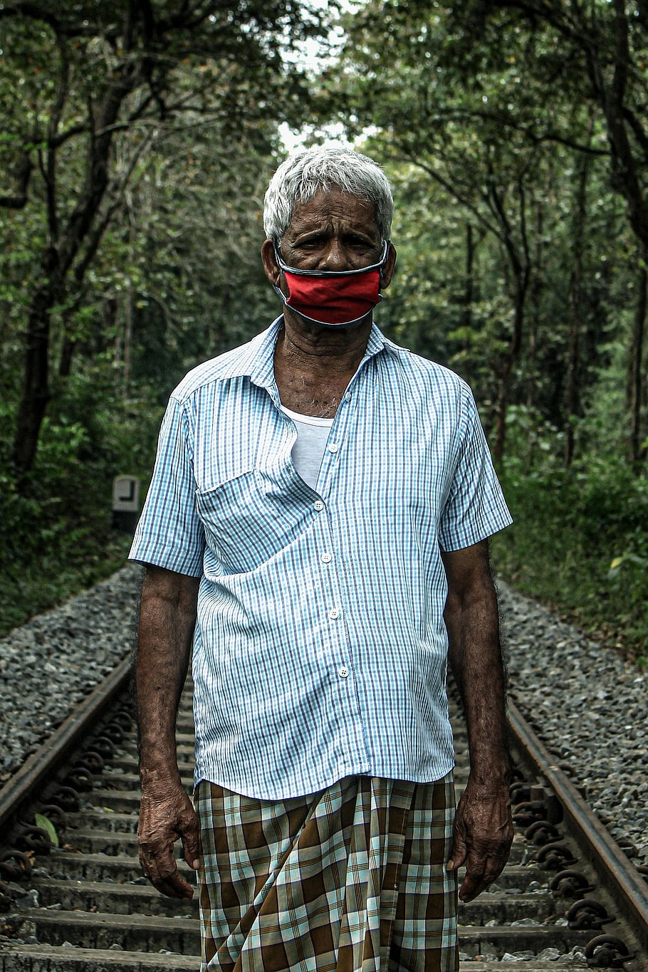 man, senior, elder, face Mask, person, human, tracks, pandemic, lock Down, portrait, street