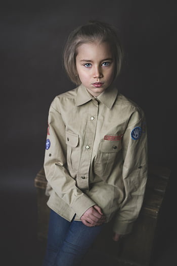 costume, scout, girl, dissolved, portrait, young