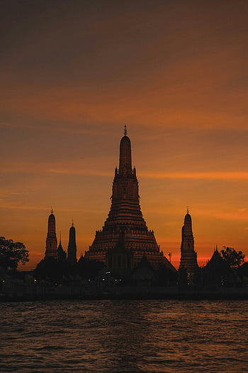 tempio buddista, wat arun, tramonto di Bangkok, silhouette, tramonto vivido, tempio, tramonto, bangkok, Tailandia, architettura, viaggio