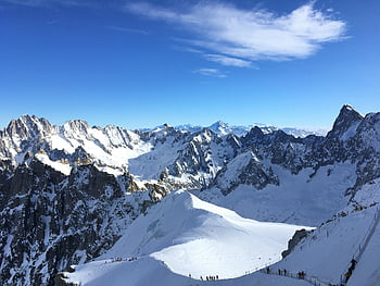 montagne, la neve, paesaggio invernale, aiguille du midi, mont blanc massiccio, Francia, montagne alte, natura, vertice, alpinismo, inverno