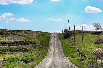 裏道、 田舎道、 国、 自然、 風景、 農村、 田舎、 風光明媚な、 空、 地平線