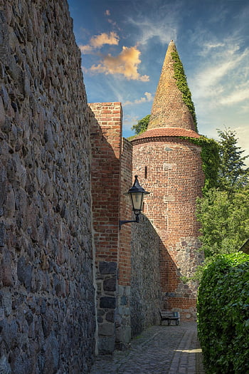 prášková věž, starý, městská zeď, templin, uckermark, architektura, historický, historické centrum, středověk, kamenná zeď, zeď