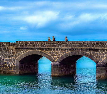 híd, utazás, idegenforgalom, természet, felfedezés, szabadban, zátony, lanzarote, Kanári szigetek, tenger, Spanyolország