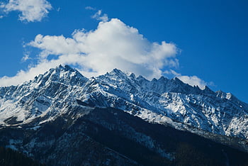 montaña, cielo azul, picos nevados, Dronagiri, India, vista impresionante, paisaje natural, paisaje de invierno, belleza alpina, fotografía al aire libre, alta altitud