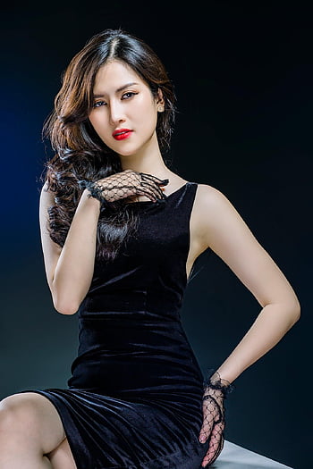 woman, model, portrait, black Dress, pose, style, fashion, posing, young Woman, girl, modeling