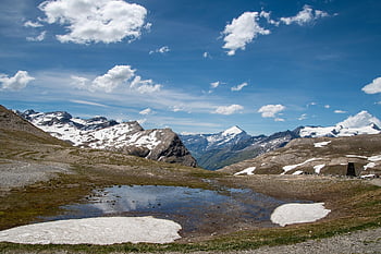 krajina, horské krajiny, výškoměry, meltwater, francouzské Alpy, vrcholky sněhu, Příroda, pozadí krajiny, krajina tapety, průhled