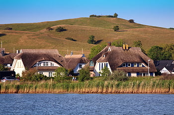 gager, ostrov rügen, doškové střechy, Příroda, voda, odpočinek, prázdnin, pobřeží, krajina, ostrov, relaxace
