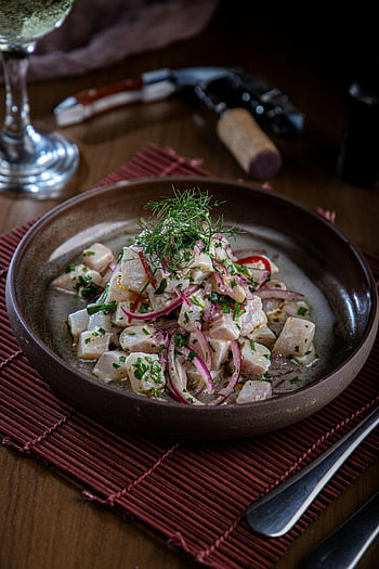seafood salad, red onion, gourmet ceviche, fresh herbs, culinary delight, seafood dish, ceviche dish, red onions, gourmet salad, fresh seafood, herbs topping