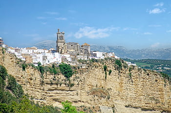 สเปน, ดาลูเซีย, จังหวัดกาดิซ, arcos de la frontera, pueblos blancos, หมู่บ้านสีขาว, ชุมชนท้องถิ่น, ที่ตั้ง, หมู่บ้าน, มหาวิหารซานตา มาเรีย เดอ ลา อาซุนซิออง, โบสถ์ซานเปโดร