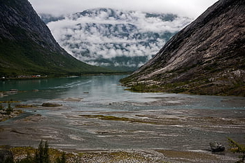 fjord, mountains, nature, scandinavia, norway, scenery, landscape, cloudy, fog